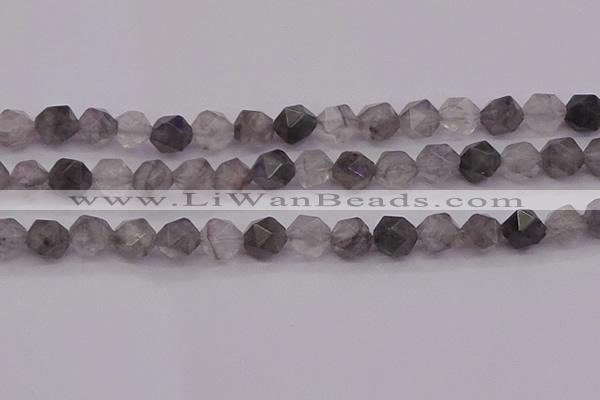 CCQ574 15.5 inches 12mm faceted nuggets cloudy quartz beads