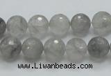 CCQ60 15.5 inches 10mm faceted round cloudy quartz beads wholesale