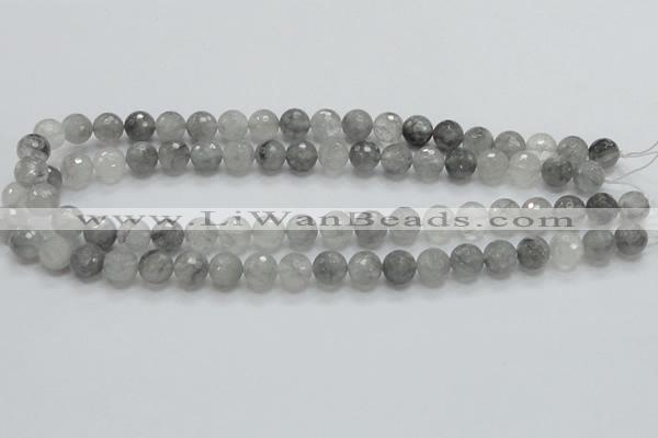 CCQ60 15.5 inches 10mm faceted round cloudy quartz beads wholesale