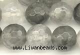 CCQ601 15 inches 8mm faceted round cloudy quartz beads