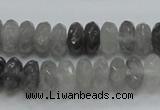 CCQ75 15.5 inches 6*12mm faceted rondelle cloudy quartz beads wholesale