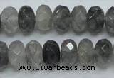 CCQ76 15.5 inches 8*14mm faceted rondelle cloudy quartz beads wholesale