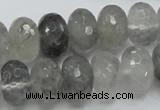 CCQ78 15.5 inches 10*16mm faceted rondelle cloudy quartz beads wholesale