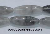 CCQ85 15.5 inches 10*30mm rice cloudy quartz beads wholesale