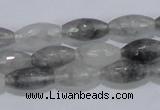 CCQ92 15.5 inches 8*16mm faceted rice cloudy quartz beads wholesale