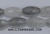 CCQ93 15.5 inches 10*20mm faceted rice cloudy quartz beads wholesale