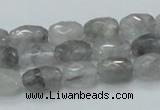 CCQ97 15.5 inches 8*12mm faceted egg-shaped cloudy quartz beads