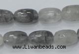 CCQ99 15.5 inches 10*16mm faceted egg-shaped cloudy quartz beads