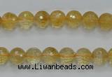 CCR04 15.5 inches 8mm faceted round natural citrine gemstone beads