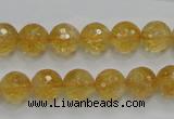 CCR05 15.5 inches 10mm faceted round natural citrine gemstone beads