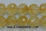 CCR06 15.5 inches 14mm faceted round natural citrine gemstone beads