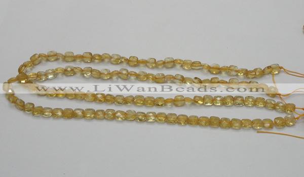 CCR12 15.5 inches 7*7mm faceted square natural citrine gemstone beads