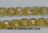 CCR15 15.5 inches 10*10mm faceted square natural citrine gemstone beads