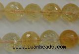 CCR159 15.5 inches 14mm faceted round natural citrine beads