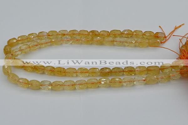 CCR179 15.5 inches 10*12mm faceted drum citrine gemstone beads