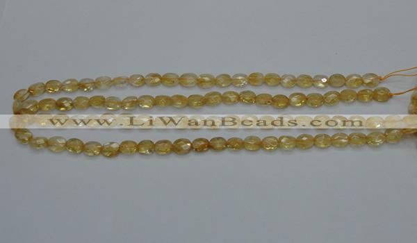 CCR21 15.5 inches 6*7mm faceted oval natural citrine gemstone beads