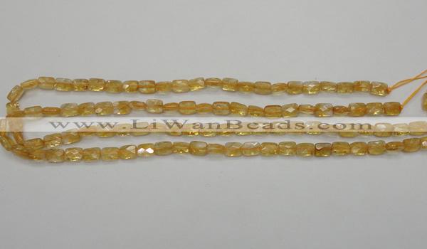 CCR26 15.5 inches 6*7mm faceted rectangle natural citrine beads