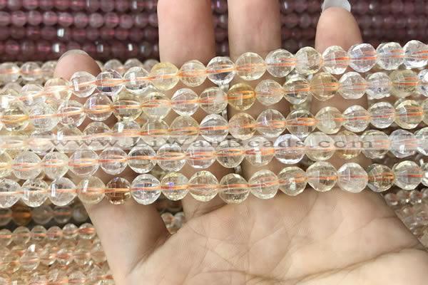 CCR321 15.5 inches 6mm faceted round natural citrine beads