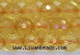 CCR385 15 inches 6mm faceted round citrine beads wholesale