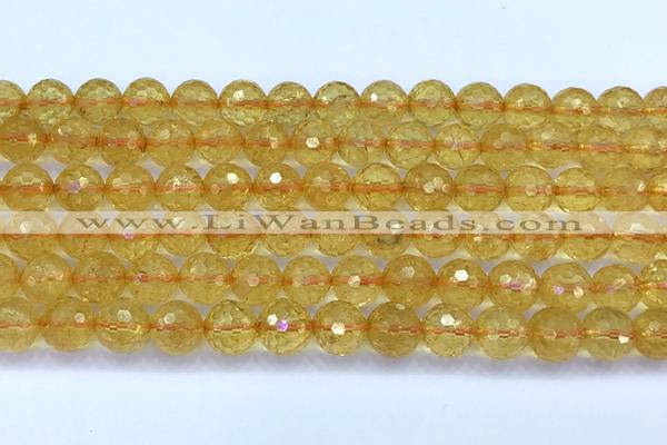 CCR386 15 inches 8mm faceted round citrine beads wholesale