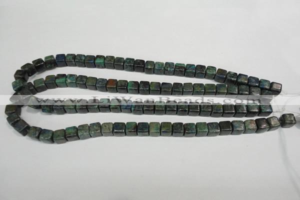 CCS154 15.5 inches 8*8mm cube dyed chrysocolla gemstone beads