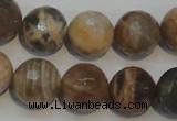 CCS314 15.5 inches 14mm faceted round natural sunstone beads