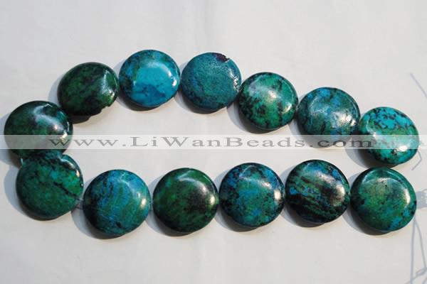 CCS679 15.5 inches 30mm flat round dyed chrysocolla gemstone beads