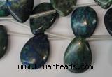 CCS92 Top-drilled 15*20mm flat teardrop dyed chrysocolla gemstone beads