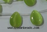 CCT1023 Top-drilled 13*18mm flat teardrop cats eye beads wholesale