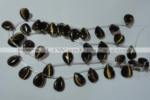 CCT1026 Top-drilled 13*18mm flat teardrop cats eye beads wholesale