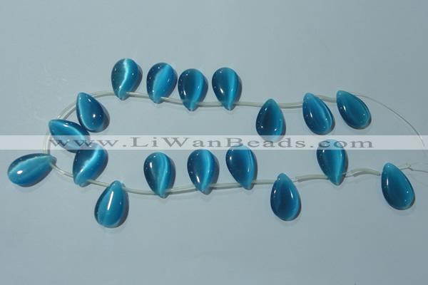 CCT1031 Top-drilled 14*22mm flat teardrop cats eye beads wholesale