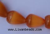 CCT18 14 inches 10*14mm teardrop orange red cats eye beads wholesale