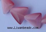 CCT33 14.5 inches 15*16mm triangle pink cats eye beads wholesale