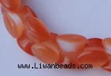 CCT39 14.5 inches 6*10mm drum-shaped orange red cats eye beads