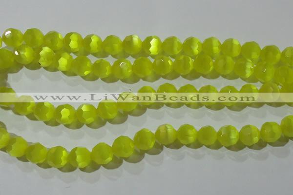 CCT393 15 inches 10mm faceted round cats eye beads wholesale