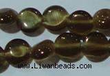 CCT458 15 inches 6mm flat round cats eye beads wholesale