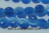 CCT464 15 inches 6mm flat round cats eye beads wholesale