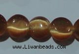 CCT488 15 inches 8mm flat round cats eye beads wholesale