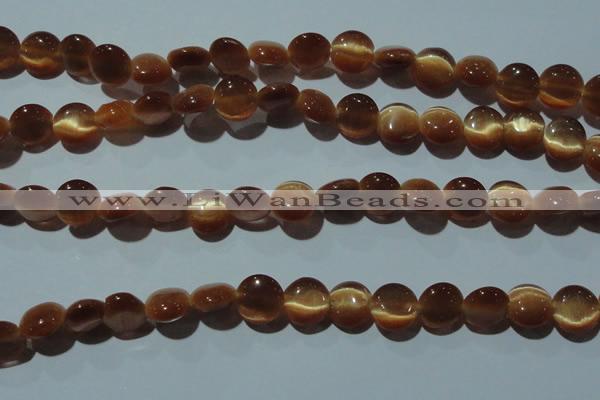 CCT488 15 inches 8mm flat round cats eye beads wholesale