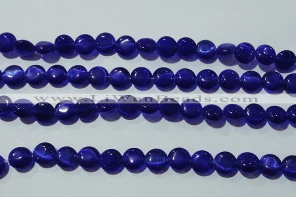 CCT498 15 inches 8mm flat round cats eye beads wholesale