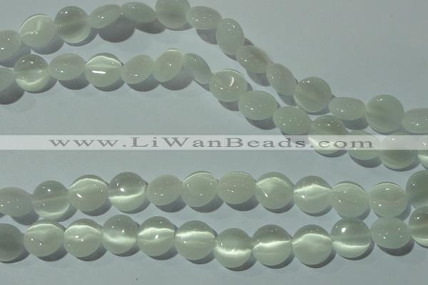 CCT510 15 inches 10mm flat round cats eye beads wholesale