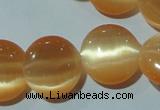 CCT516 15 inches 10mm flat round cats eye beads wholesale