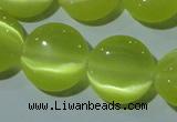 CCT520 15 inches 10mm flat round cats eye beads wholesale