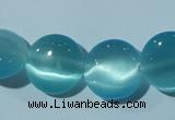 CCT524 15 inches 10mm flat round cats eye beads wholesale