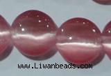 CCT545 15 inches 12mm flat round cats eye beads wholesale