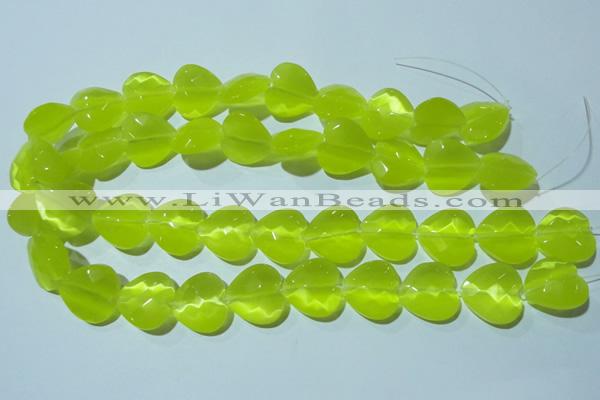 CCT990 15 inches 18*18mm faceted heart cats eye beads wholesale