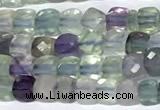 CCU1002 15 inches 4mm faceted cube fluorite beads