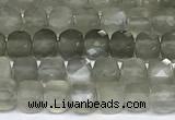 CCU1017 15 inches 4mm faceted cube grey moonstone beads