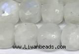 CCU1045 15 inches 8mm faceted cube white moonstone beads