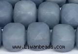 CCU1052 15 inches 8mm faceted cube blue angel skin beads